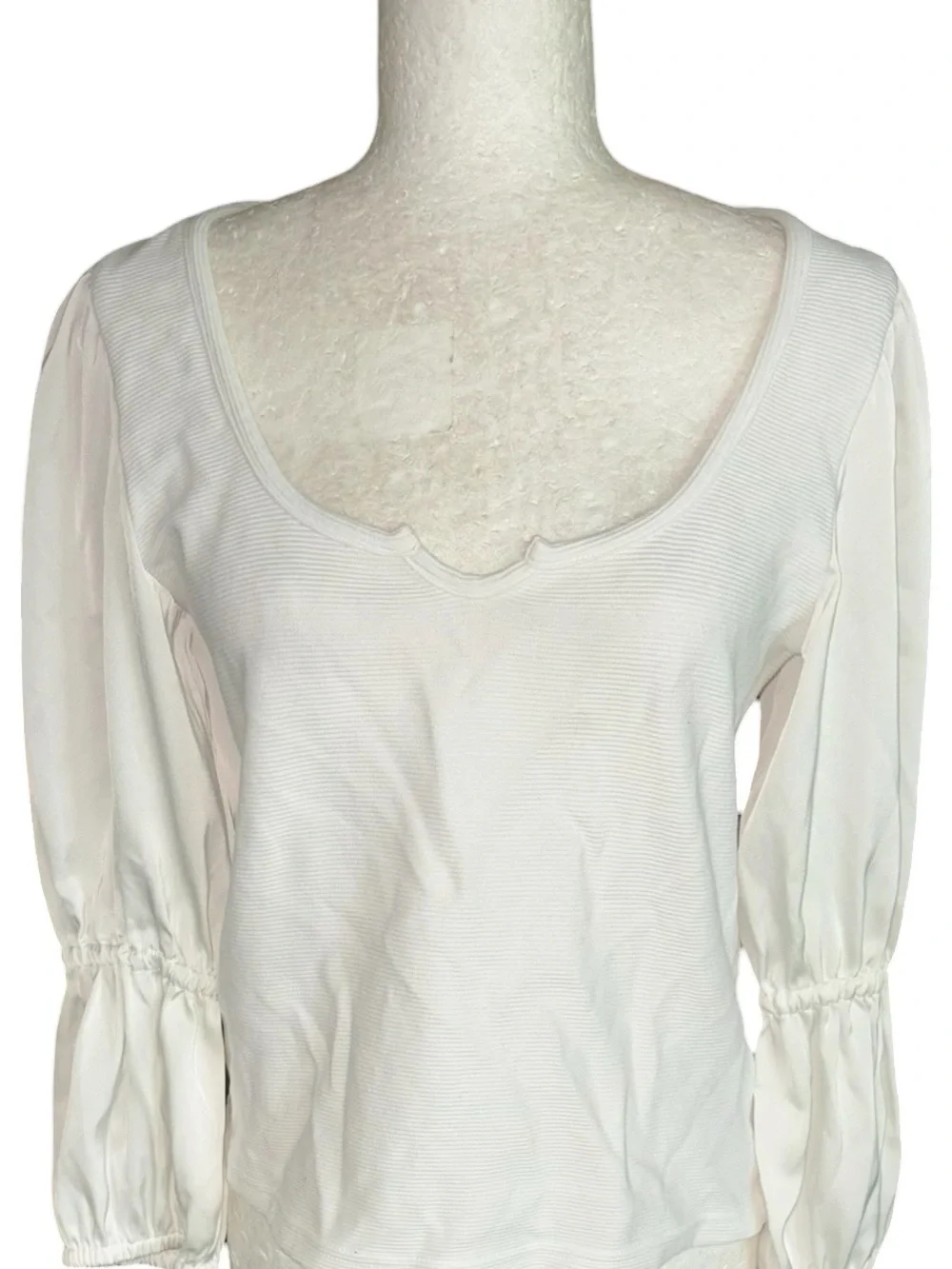Anthropologie Maeve White Ribbed Satin Tiered Crop Top - M